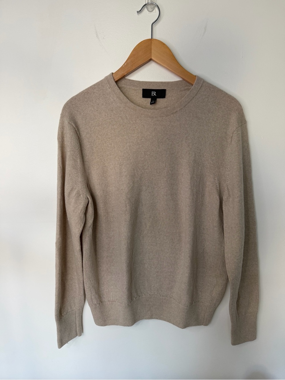 Banana Republic 100% Merino Extra Fine Wool Crewneck Sweater Beige Large